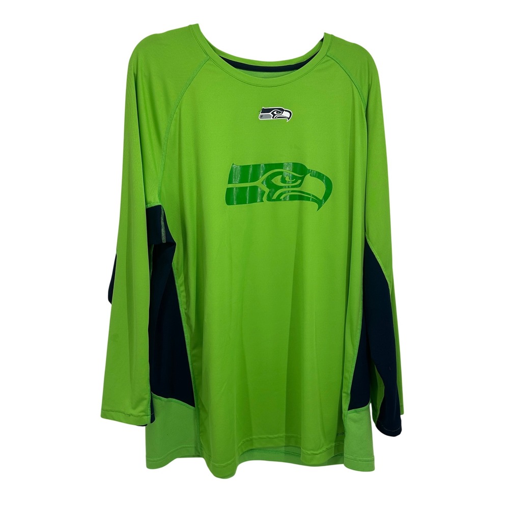 Majestic Seattle Seahawks Shirt Mens 2XL Green Cool Base Long Sleeve NFL Top